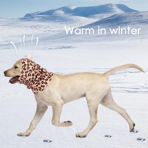 Image of SAWMONG Dog Calming Hoodie with Ear Covers for Noise, Fireworks & Anxiety Relief, No Shake Ear Wraps, Dog Ear Muffs & Protector, Pet Grooming and Force Drying,Leopard, Medium