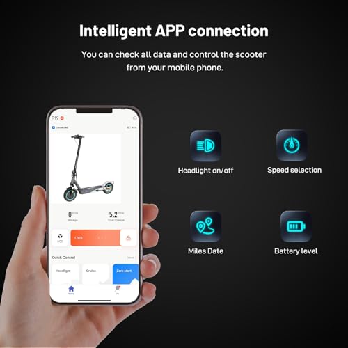 RCB R19 Electric Scooter Adult,Long-Range E-Scooter,Max 25km/h,Comfortable Shock Absorption,APP Connectivity,Foldable, Safe Braking System,LED Display, for Adults and Teenagers - Image 8
