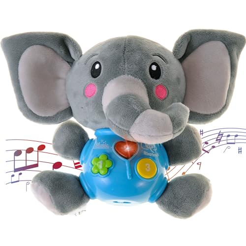 Image of PowerTRC Plush Elephant Music Baby Toys 0-6 Months 6-12 Months Light Up Infant Toys 0-3 Months Elephant Toys Stuffed Animals for Girls New Born Baby Toys Boys & Girls Toddlers Musical Toys
