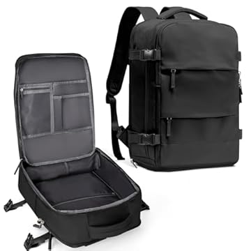 Mochila de viagem coowoz unissex, grande, mala de mão, mochila para trilha, Preto, Large