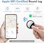 Air Tracker Tags-4 Pack Black, 2026 New [Apple MFi Certified], Bluetooth Tracker Work with Apple Find My (iOS Only), Replaceable Battery Last 2 Year, 100dB Sound, Item Finder for Luggage/Key/Suitcase