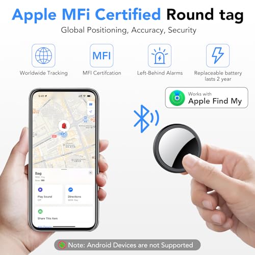Image of Air Tracker Tags-4 Pack for Apple Find My (iOS Only), Bluetooth Tracker Tags for Keys Wallet Luggage Backpack, Smart Tag for iPhone iPad, 100dB Alerts, 2-Year Battery, IP68 Waterproof, with Holder