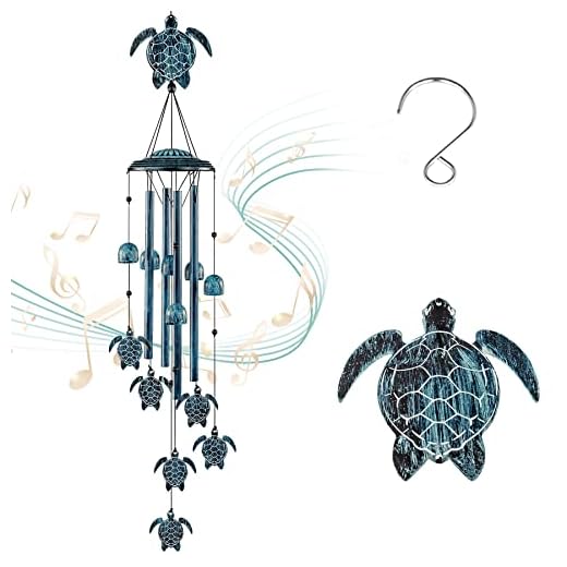 LESES Wind Chimes Sea Turtle Wind Chime for Outside with 4 Aluminum Tubes, Windchimes Outdoors Clearance Home Garden Patio Decor Memorial Wind Chimes for Mom Grandma Unique Birthday Festival Gifts