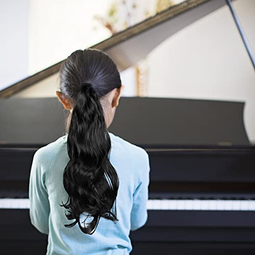 Garra de extensão de rabo de cavalo, encaracolado, preto, ondulado, liso, grampo de extensão de rabo