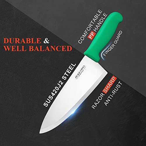 Bolexino 8 Inch Japanese High Carbon Stainless Steel Chef Knife, Professional Extra Sharp Wide Cook Knife With Non-Slip Ergonomic Handle, For Kitchen Home Restaurant #TOP2