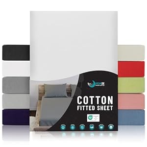 Jersey Katoenen Hoeslakens Wit - Voor Matras 90 x 200 x 22 cm - Gecertificeerd Vrij van Chemische Producten (OEKO TEX), Hoeslakens met Volledige Elastiek