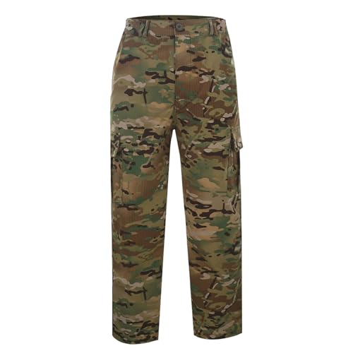 DUHENWU Pantalones cargo para hombre, informales, vintage, pantalones de trabajo con muchos bolsillos, cintura elástica, pantalones cargo de un solo color, pantalones de deporte al aire libre