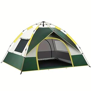 Pop Up Tent for 3-4 Person, 2 Seconds Quick Setup, Waterproof Windproof Family Camping Tent with Black Inner for Sun Protection, Spacious 3-4 Man Tent with 2 Doors & Windows 200 * 200 * 135cm