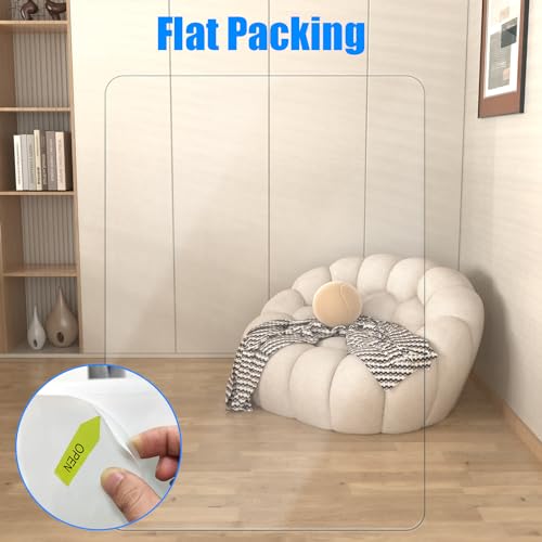 Image of Placoot 48 inch x 36 inch Office Chair Mat for Carpeted Floors, 10 pounds Heavy Duty Crystal Clear Desk Chair Mat, Can be Used on Carpet or Hard Floor