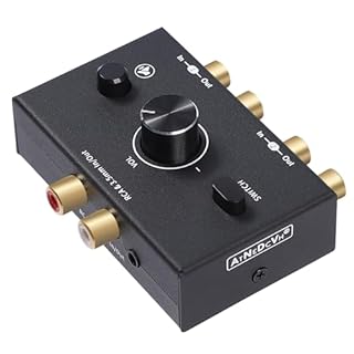 AtNeDcVh RCA 3.5mm Port 1 in 2 Out / 2 in 1 Out Bi-Directional Audio Switcher, 2-Way Stereo L/R Sound Channel Speaker Headphone Audio Switch Selector Splitter Box