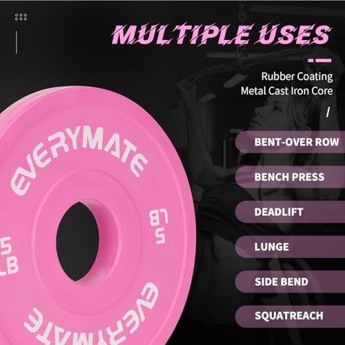 Image of EVERYMATE Change Weight Plates 1.25LB 2.5LB 5LB Set Fractional Olympic Bumper Plates for Cross Training Steel Insert Strength Training