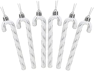 Christmas Concepts® Pack Of 6-13cm Glitter Candy Cane Christmas Tree Decorations (Baby Pink & White)