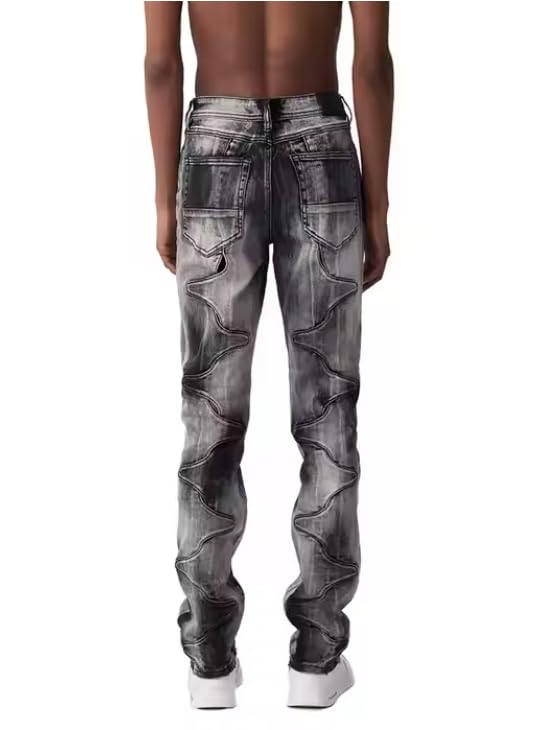 Men's Loose Straight-Waist Denim Jeans with Vintage Distressed Hems2