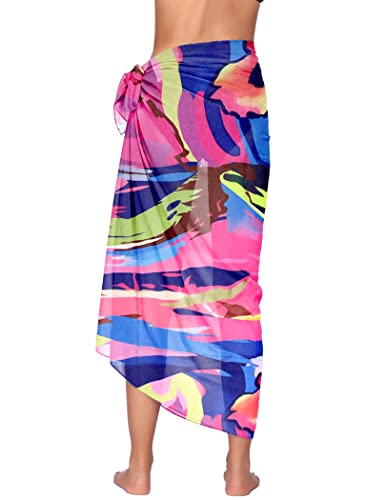 Image of Ekouaer Women Sarong Swimsuit Coverups Chiffon Long Bikini Wraps Sheer Beach Bathing Suit Cover Up