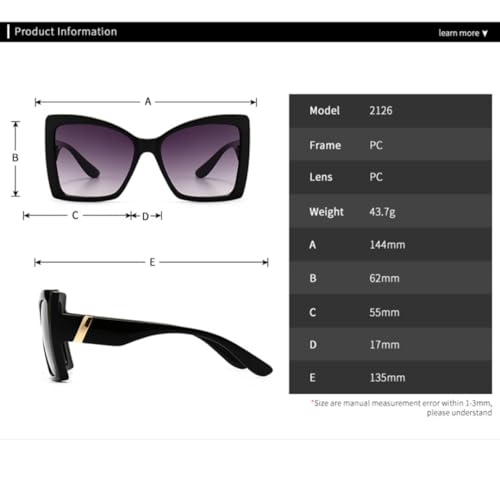 Lunettes de soleil œil de chat de luxe à monture large chic - 7