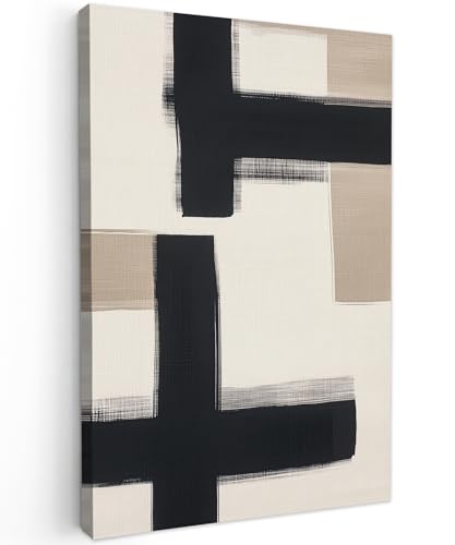 MuchoWow© Cuadros Decoracion Salon Modernos 80x120 cm para Dormitorios Cuadro Decorativos de Salon Lienzos Decorativo Pictures for Living Room Decorarivos Negro - Abstracto - Japandi