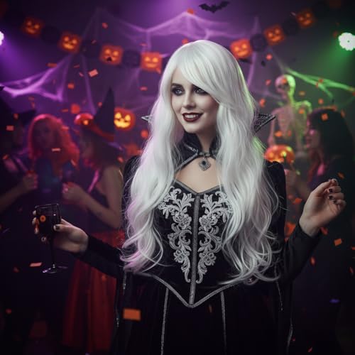 Image of Moira Synthetic Straight Artificial Hair Wig Costume Dressing Cosplay(White)