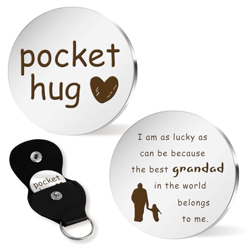 Image of Fathers Day Gift for Grandpa Grandpa Pocket Hug Token Grandfather Birthday Gifts Papa Gift from Grandaughter Grandson for Birthday Father's Day Grandparents Day Presents Easter Basket Stuffers