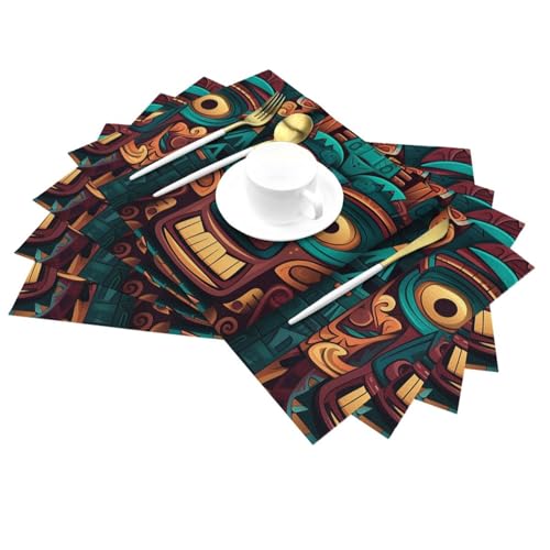 Set de table extérieur et intérieur lot de 6 masques tribaux pour repas de jardin - 3