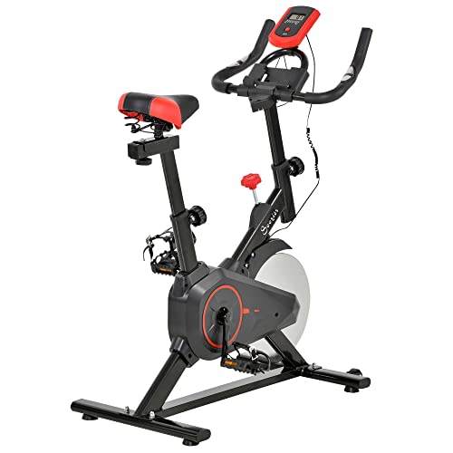 Soozier Upright Exercise Bike, Magnetic Resistance Stationary Bike with LCD Display, Indoor Cycling Bike for Home w/Adjustable Resistance, Comfortable Seat Cushion