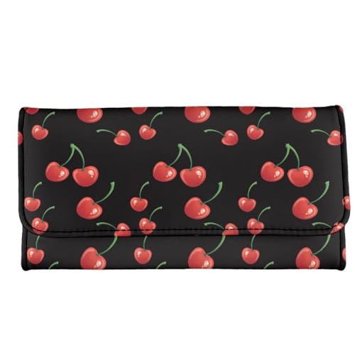 Portefeuille long femme porte-cartes tendance trois volets cerise