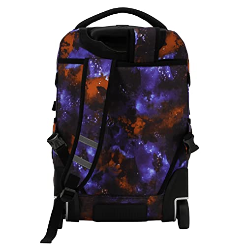 Image of J World Lunar Rolling Backpack. Laptop Bag With Wheels. Wheeled Carry-On Travel Luggage, Galaxy, 19.5 x 13 x 8 Inches
