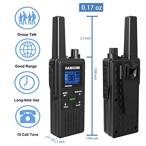 Samcom Two Way Radio Frs Long Range Walkie Talkies With 22 Channels Radios Walkie Talkies With Vox Noaa 1250Mah Rechargeable For Travel Camping (Black, 6 Pack) #TOP2