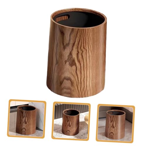 Caneca rectangular para basura con diseño madera rústica miniatura 4