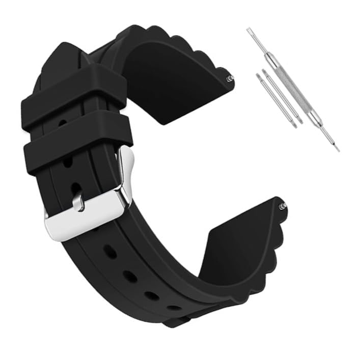 LineOn 22mm Soft Silicone Rubber Watch Strap (Black) Compatible With Fossil Watch and Other watches with Tools and Pins (Include) (B0CXSB5XZZ) Amazon Price History, Amazon Price Tracker