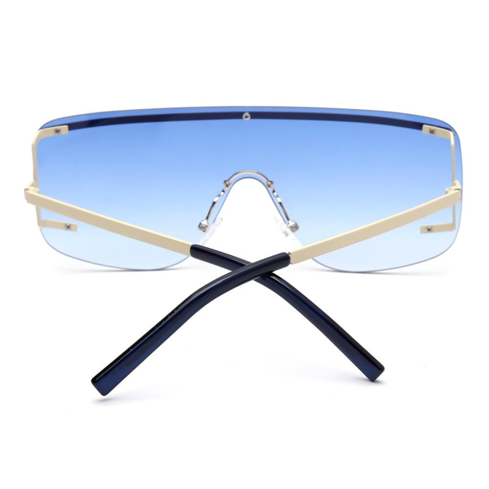 Occhiali da sole da uomo e da donna con lenti oversize e montatura senza montatura, occhiali da sol