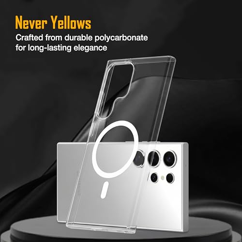 Image of Zapcase Back Case for Samsung Galaxy S24 Ultra 5G | Slim Lifetime Anti-Yellow Crystal-Clear Cover with Elevated Camera Protection & MagSafe Compatibility | Premium German Polycarbonate | Clear