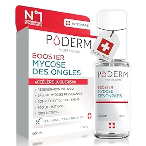 PODERM – MYCOSE ONGLES BOOSTER DE TRAITEMENT pour mycose difficile à traiter | Divise par 2 la durée du Traitement | Soin professionnel pied/main | Facile & rapide | Swiss Made incolore