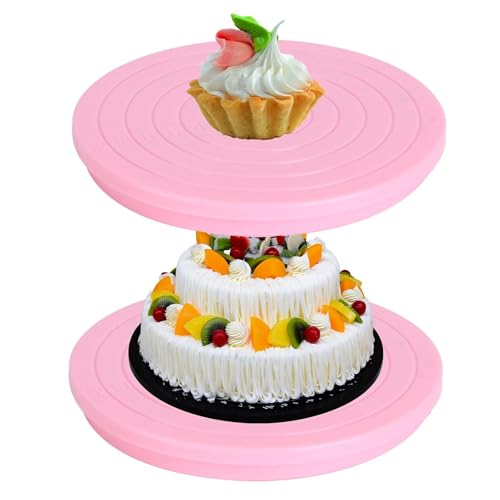 Agatige 2PCS Revolving Cake Turntable, 5.5 Inch Mini Cake Turntable Cookie Decorating Turn Table Mini Spinning Cake Decorating Stand 360 Degree Revolving Cookie Swivel Stand for Cupcake Displaying