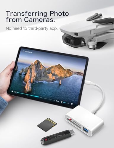 4-in-1 USB-C Card Reader, Multi-Port Adapter with CF, SD, MicroSD Support, Compatible with iPhone 15, iPad, MacBook Pro, Air, Mini