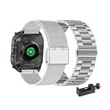 2 bracciali compatibili con cinturino KOSPET TANK M4, in acciaio inox e metallo, per orologio da polso KOSPET TANK M4, per uomo e donna, Eine Grösse, Metallo, Non pietra preziosa