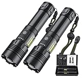 2 Pack LED Flashlights High Lumens, 7 Mode Super Bright Flashlight Rechargeable with Side Work Light, Red Light Tactical Flashlight, High Powered Linternas LED Flash Light for Home Camping Emergency