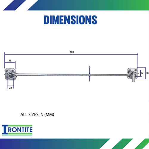 IRONTITE® Extra Long Cabin Hook 450mm (18"), Gate Hook and Eye Latch Lock - Image 3