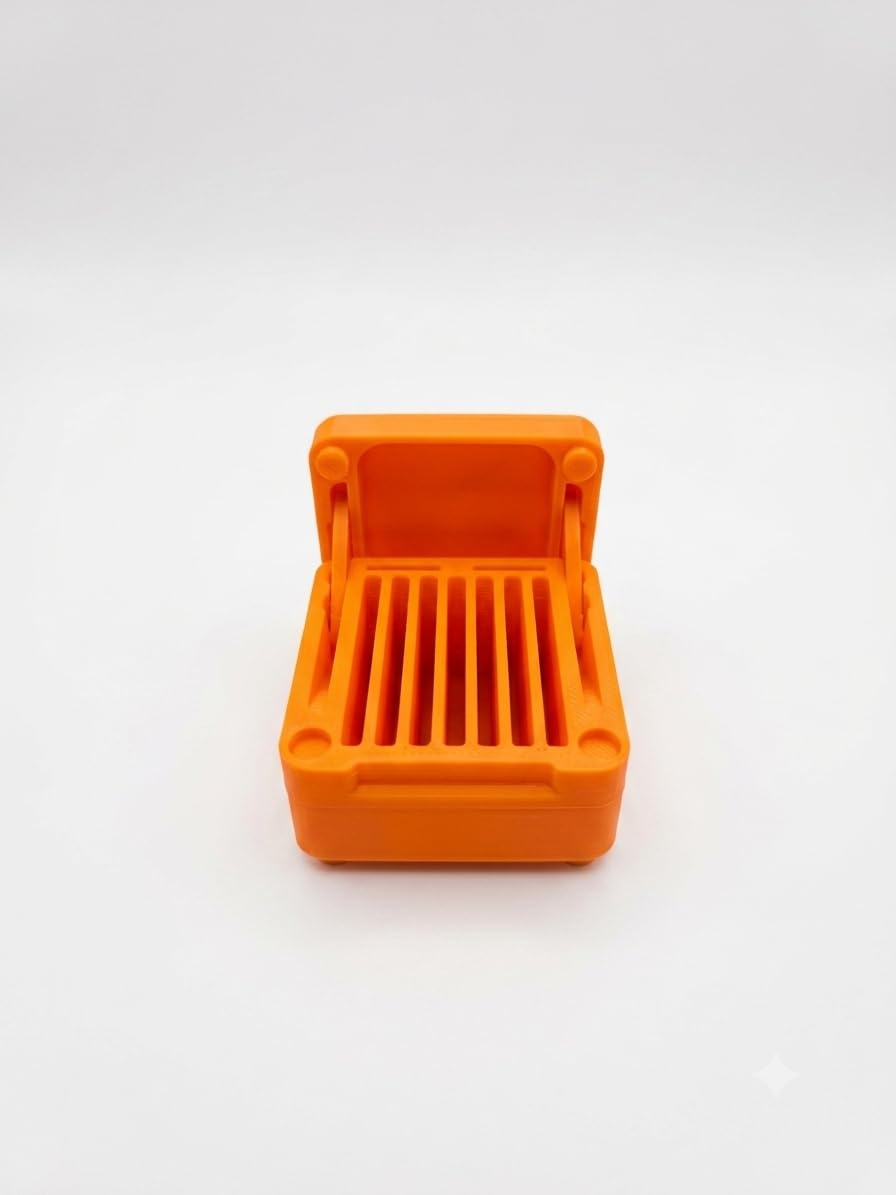 FND SD Card Storage Case, Holds 7 SD Cards, Orange Card Holder | Hinged Flip Lid, Compact Design, Protective Hard Case, Portable Organiser, 3D Printed-image-1