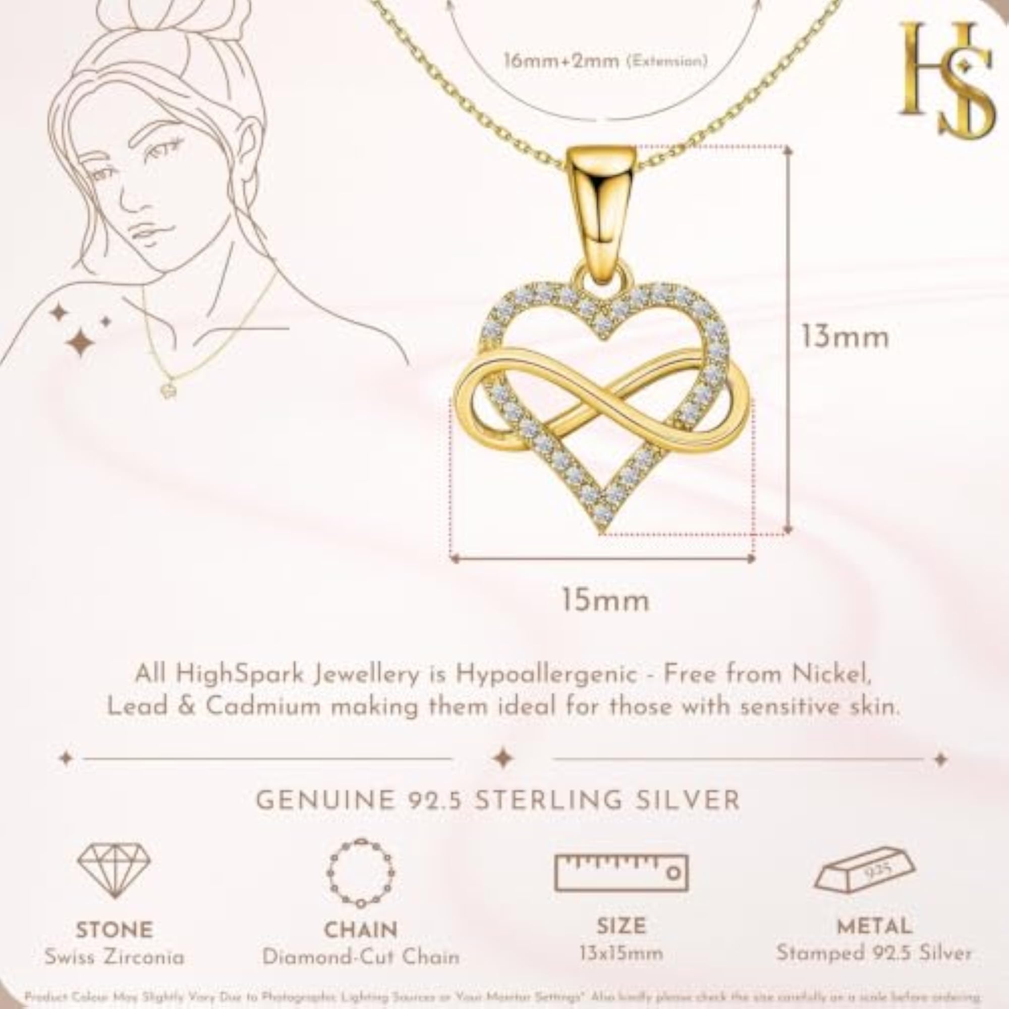 925 Silver Pave Infinity Heart Pendant Necklace