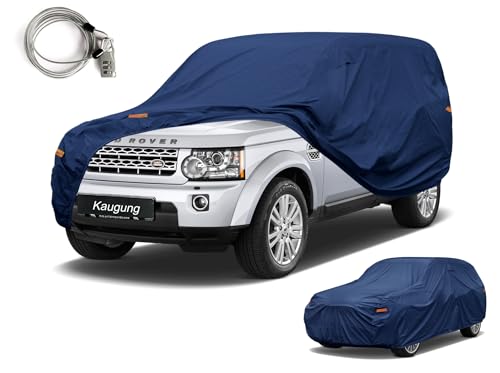 Image of Kaugung Custom Fit SUV Car Cover for Land Rover Discovery LR3 LR4 LR5 (2004-2026), Heavy Duty Waterproof All Weather Outdoor Protection, Breathable Full Exterior Cover with Vent, Rain Sun UV Proof
