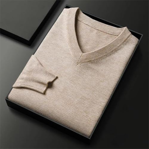 Men’s V-Neck Sweater Knit Pullover Slim Fit Solid Color Long Sleeve Casual Business Comfortable Sweater2