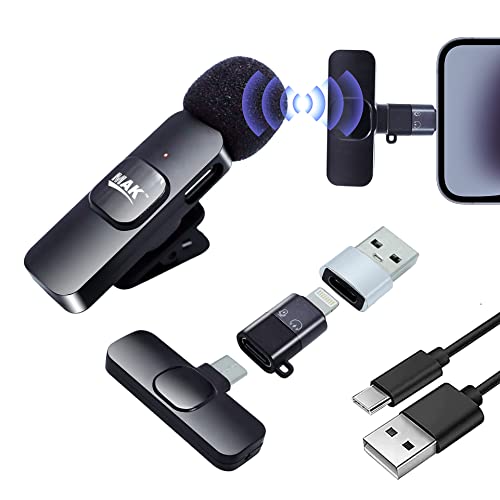 MMAK M-08 Wireless Lavalier Microphone Collar Mic Compatible with Lightning & Type C Android, Plug and Play MMAK M-08 Wireless Lavalier Microphone Collar Mic Compatible with Lightning & Type C Android, Plug and Play
