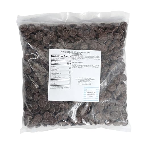 Dark Chocolate Melting Wafers, 2 Pound Bulk Bag, Chocolate, Melting Chocolate Candy Discs For Baking, Dipping, Decorating, Bulk Dark Chocolate Bag - The Hampton Popcorn & Candy Company