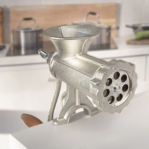 CucinaPro Meat Grinder with Tabletop Clamp & 2 Cutting Disks, Cast Iron Heavy Duty Sausage Maker and Meat Mincer - Make Homemade Burger Patties, Ground Beef and More, Portable and Easy to Use by CucinaPro - Image 7