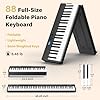BESFAN 88 Key Folding Piano Keyboard, Portable Semi-Weighted Digital Piano with MIDI Support, Built-in Speakers, Rechargeable Battery, Travel Piano for Beginners