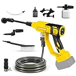Cordless Pressure Washer Compatible with Dewalt 20V Battery, 500W 710PSI Washer with Adjustable Nozzle, Handheld High-Pressure Washer Gun for Car and Home Cleaning(4 Speed Adjustable Without Battery)