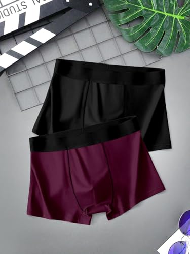 Image of Men's Underwear Brief Trunk Soft Nylon Fabric Plain Design Fully Stracheble Material Elastic Multicolour Pack of 2