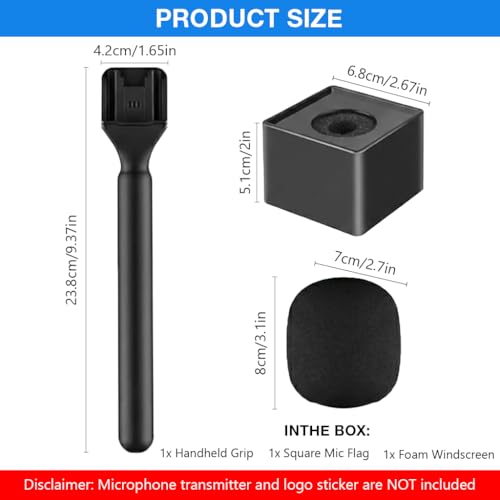 Image of HASTHIP Handheld Microphone Adapter Kit with Grip Handle & Mic Logo Holder, Universal Cold Shoe, Lavalier /Wireless Mic Converter for Interviews, Reporting, Presentations & Video Recording