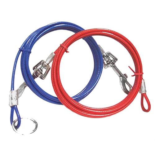 2 Piece Snap Around Dog Tree or Building Tie Out Tether Cable Secure System Hold Up to 60lbs (1 Tie Out)