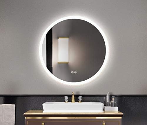 FOMAYKO 60CM Round LED Bathroom Mirror Illuminated Anti Fog Led Light Bathroom Smart Makeup Vanity Mirror, Touch Dimmble Switch Color Temperature Change,IP44 (RM600)